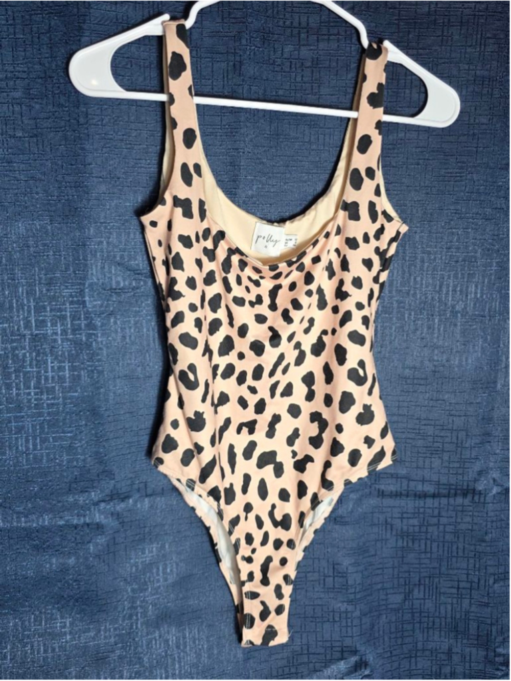 Women's Polly Leopard Print Bodysuit Size 6 Beige Black Animal party y2k 90's